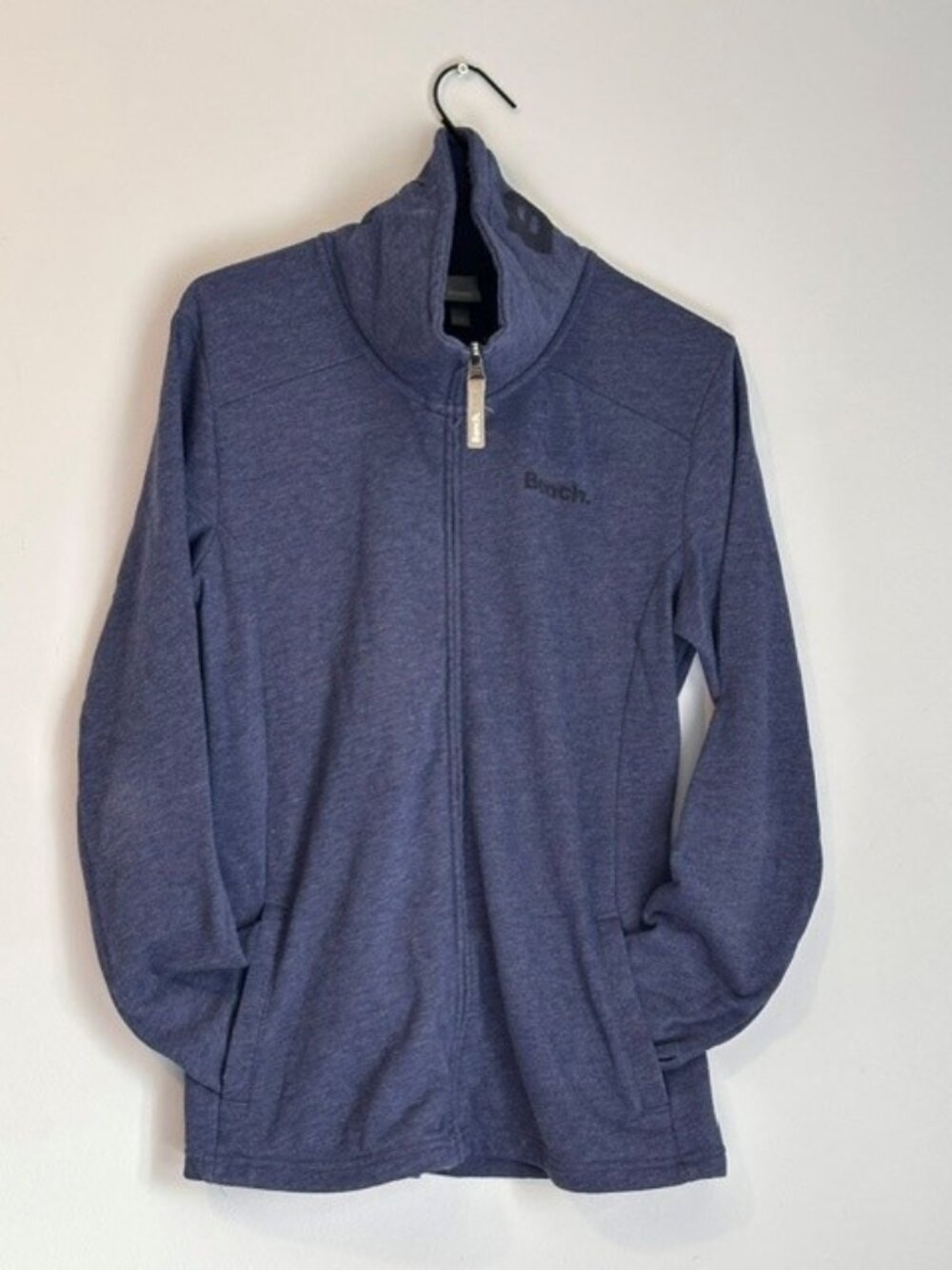 Bench Blue Heathered Full Zip Jacket High Collar Size Large